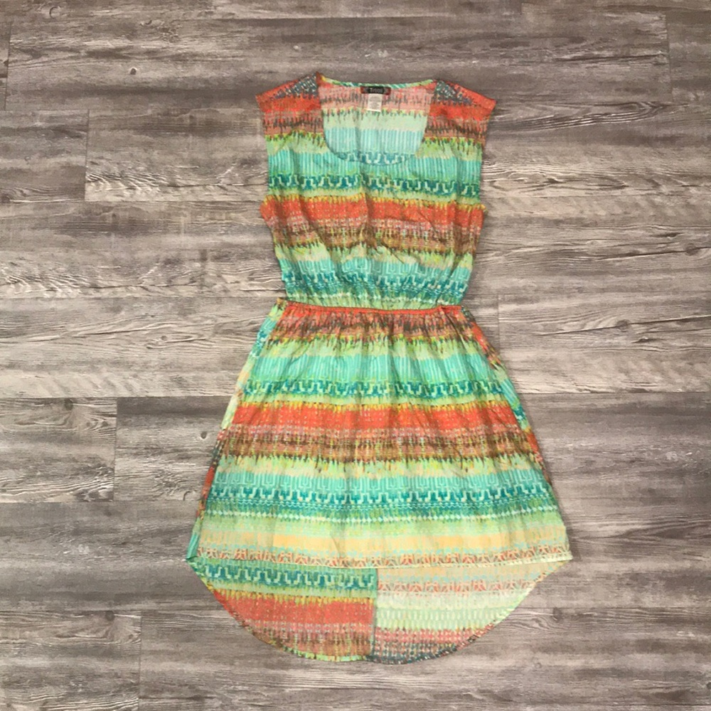Aztec dress size small with back cutout high low